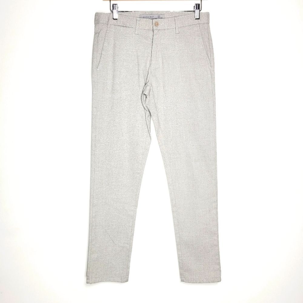 Zara Man Mens Oatmeal Color Skinny Slacks with Pockets Size 29
